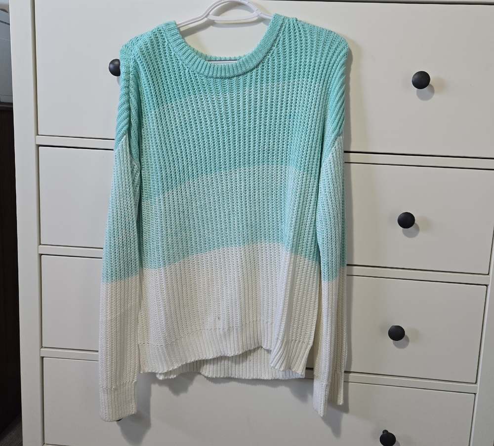 Hem & Thread Aqua and Ivory Women's Sweater